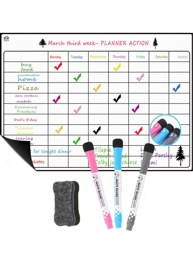 Magnetic Calendar Whiteboard White