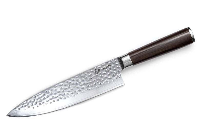 KAN Core Professional Chef Knife 8inch VG10 67 layers Damascus Ambidextrous Hammered Japanese VG10 Blade Ebony wood handleupgraded version