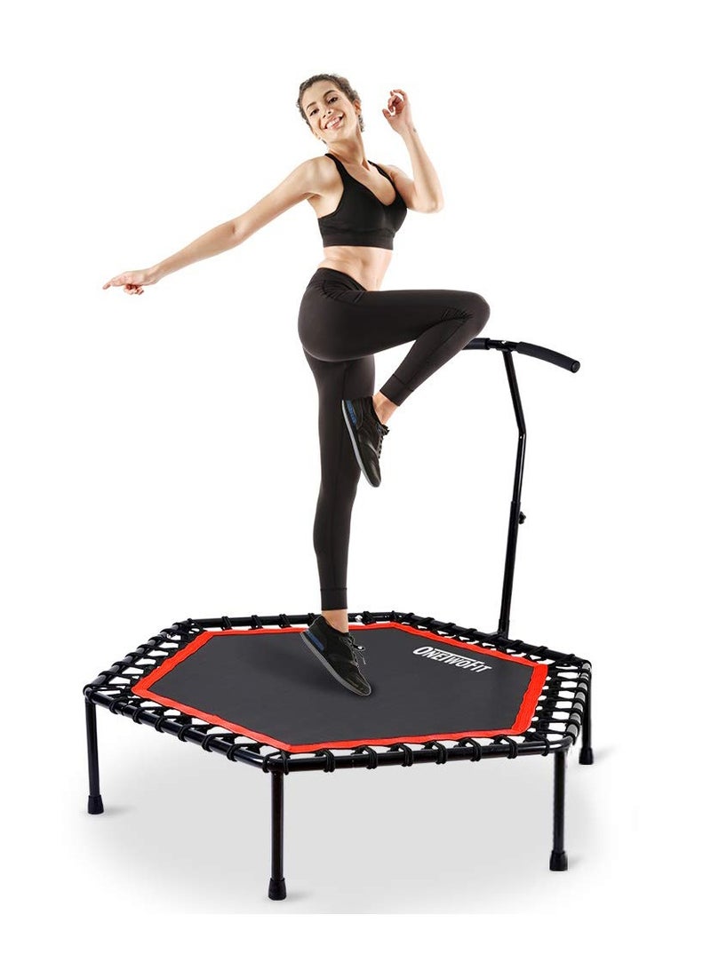 Arabest 45" Silent Mini Trampoline with Adjustable Handle Bar Fitness Trampoline Bungee Rebounder Jumping Cardio Trainer Workout  - Image 1