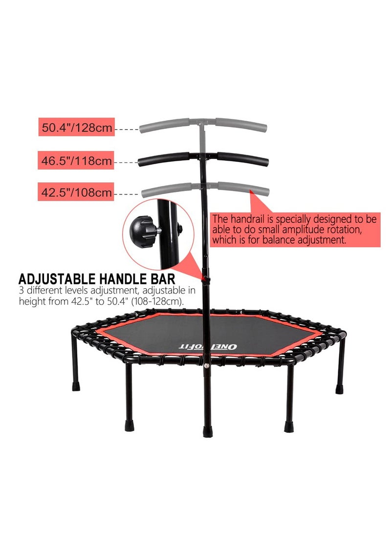 Arabest 45" Silent Mini Trampoline with Adjustable Handle Bar Fitness Trampoline Bungee Rebounder Jumping Cardio Trainer Workout  - Image 5