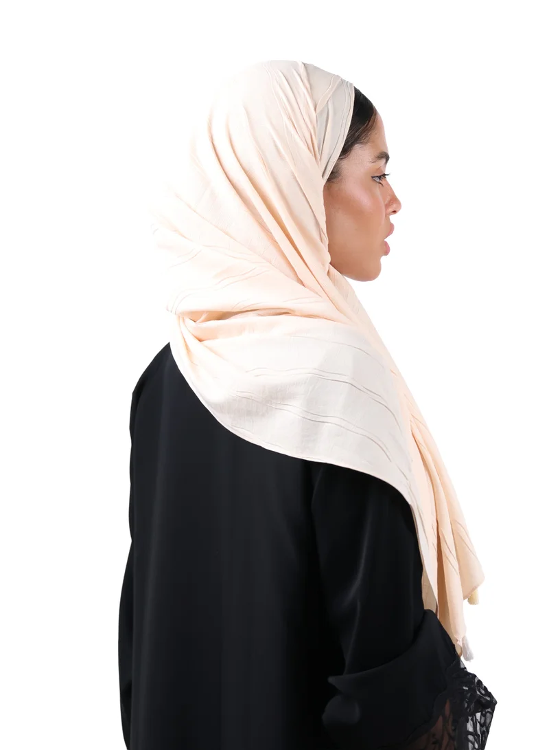 Jameela  Crinkle Cotton Scarf with Tassel Trim (Cream Beige) for Women | Best Price UAE