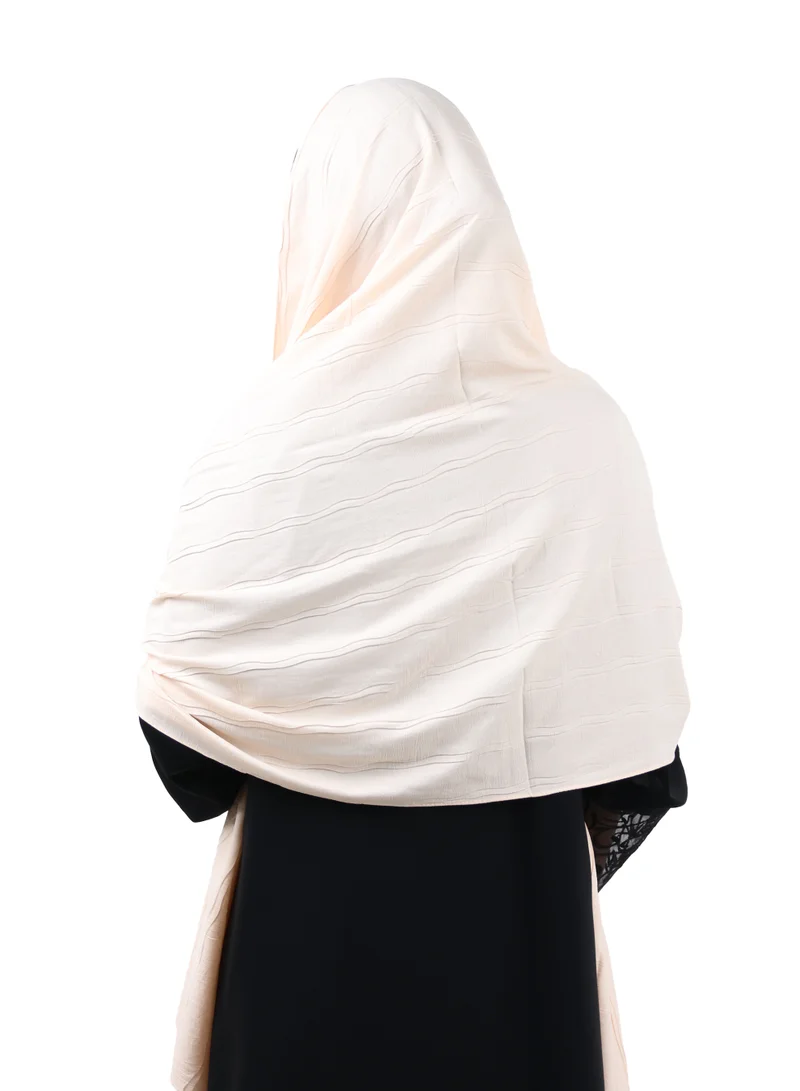 Jameela  Crinkle Cotton Scarf with Tassel Trim (Cream Beige) for Women | Best Price UAE