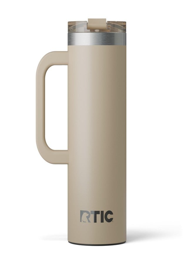 RTIC 20oz Road Trip Travel Mug with Lid and Handle, Insulated, Stainless Steel, Metal, Double Wall Vacuum-Insulation, Ceramic Lined, Portable Coffee, Tea Cup for Hot and Cold Drink, Beach - Image 1