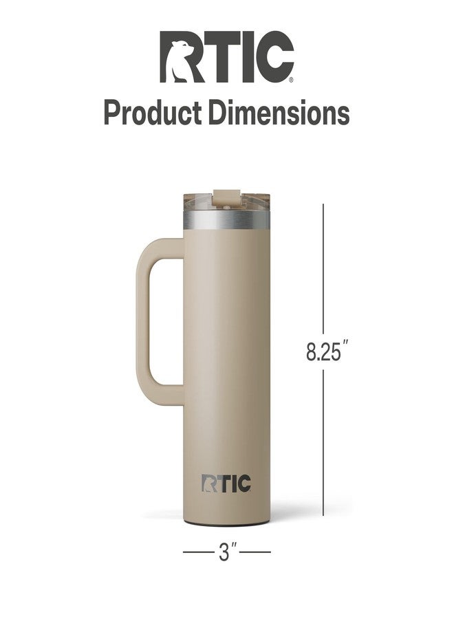 RTIC 20oz Road Trip Travel Mug with Lid and Handle, Insulated, Stainless Steel, Metal, Double Wall Vacuum-Insulation, Ceramic Lined, Portable Coffee, Tea Cup for Hot and Cold Drink, Beach - Image 5