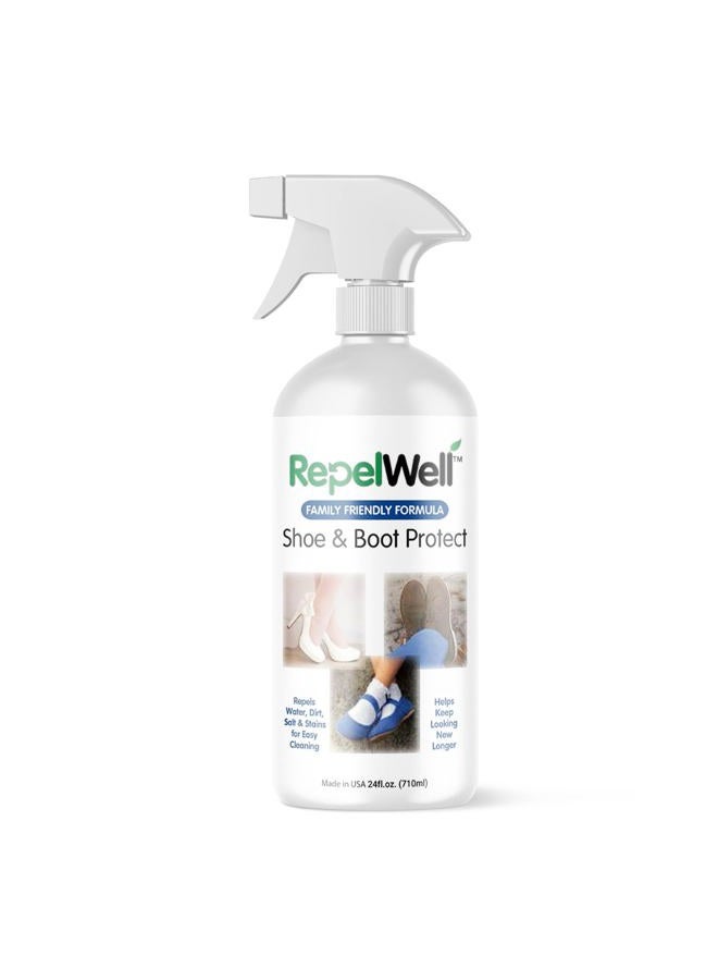 RepelWell Boot and Shoe Protect (24oz) Stain & Water Repellent Spray – Non-Toxic, Eco-Friendly Family & Pet-Safe Formula Sprays on Clear to Protect Fabric, Leather & Suede Footwear - Image 1