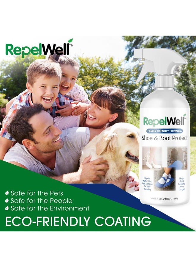 RepelWell Boot and Shoe Protect (24oz) Stain & Water Repellent Spray – Non-Toxic, Eco-Friendly Family & Pet-Safe Formula Sprays on Clear to Protect Fabric, Leather & Suede Footwear - Image 2