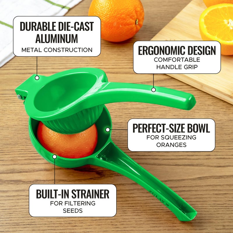 Zulay Kitchen Zulay Premium Quality Metal Orange Squeezer, Citrus Juicer, Manual Press for Extracting the Most Juice Possible - Orange Juicer (Green) - Image 3