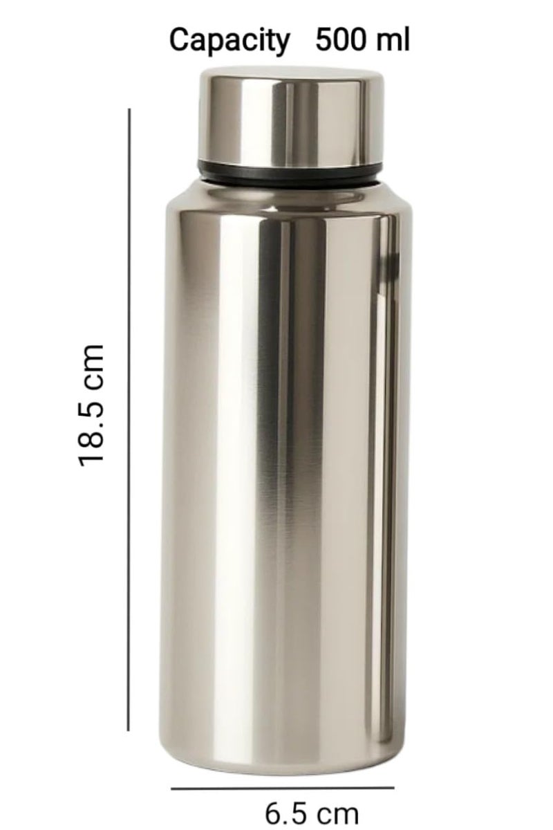 VISAXMI Stainless Steel Water Bottle Set - 500ml, Pack of 6, Rust-Resistant, Leak-Proof, Wide Mouth, Eco-Friendly, Lightweight for Outdoor & Daily Use - Image 2