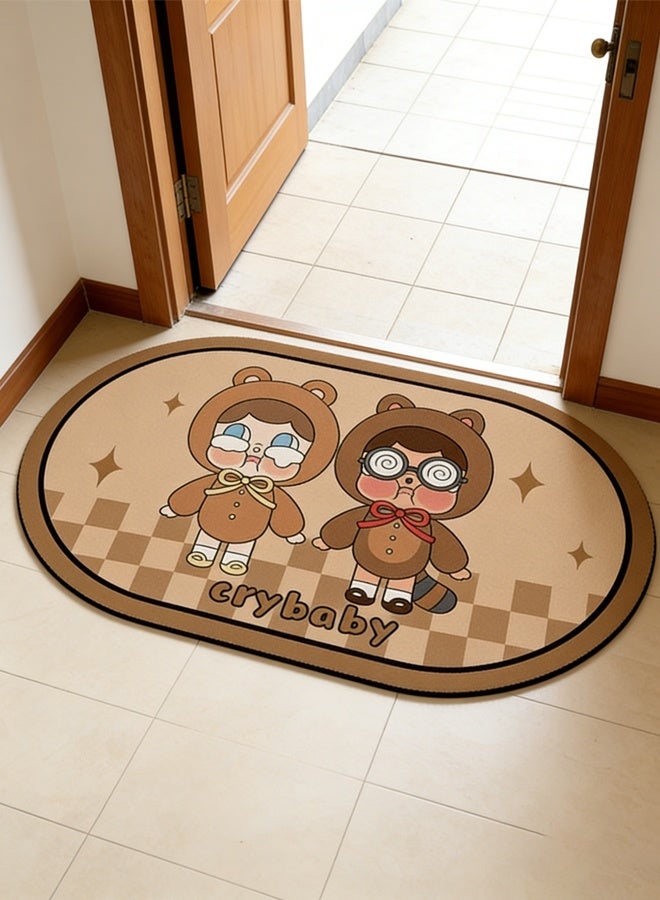 Keranixy Rubber Bath Mats Quick-Drying Non-Slip Bathroom Mat Super Absorbent Bath Mat Instant Dry Bath Mat, Bathroom Rug In Front Of The Kitchen Sink, Shower Room, Bathtub, Oval - Image 1