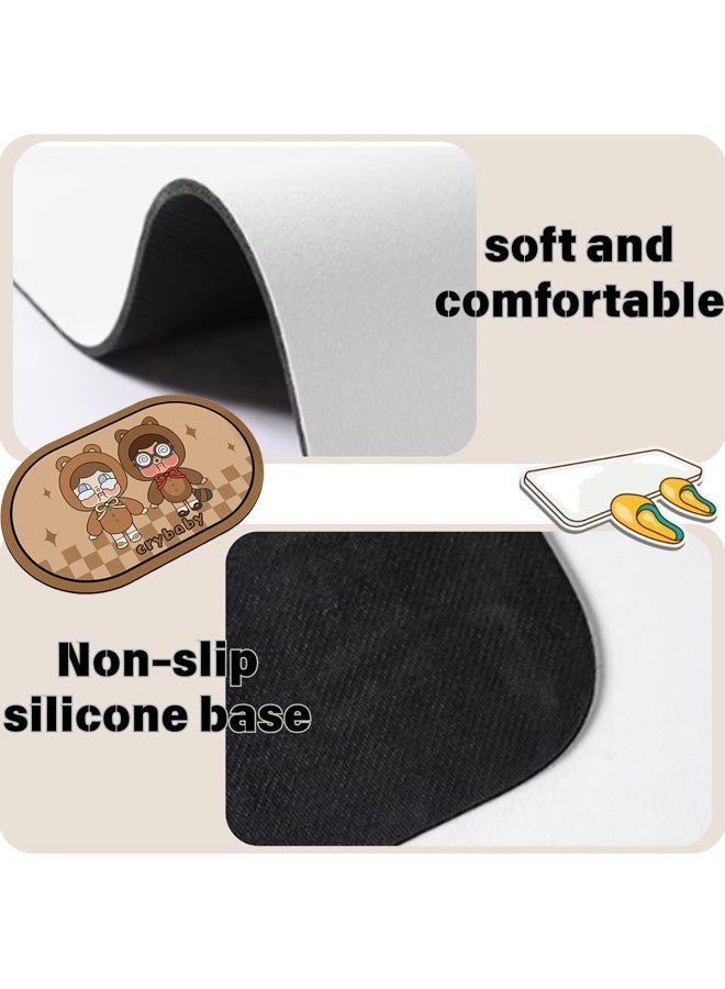 Keranixy Rubber Bath Mats Quick-Drying Non-Slip Bathroom Mat Super Absorbent Bath Mat Instant Dry Bath Mat, Bathroom Rug In Front Of The Kitchen Sink, Shower Room, Bathtub, Oval - Image 5