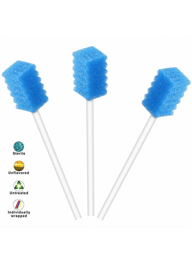 wellgler Disposable Unflavored Oral Care Sponge Swabs, Tooth Shape Blue (50 Count) - Image 3