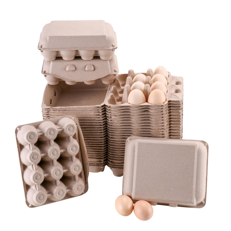 LayHyand Vintage Egg Cartons 30 Pack, Blank Natural Paper Pulp Square Dozen Egg Cartons Eggs, Classical 3x4 Style Holds Up to One Twelve 12 Count Chicken Eggs, Sturdy Design Made from Recycled Cardboard - Image 5