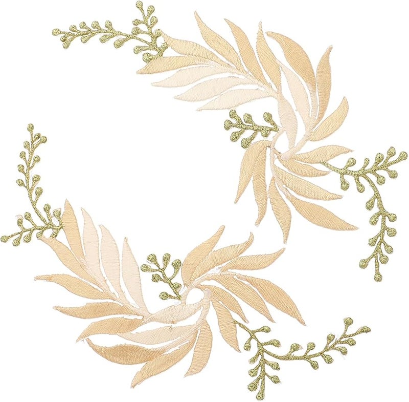 قطعتان من لصيقات أوراق الشجر المطرزة للخياطة DIY لتزيين السترات والتنانير ومستلزمات الحرف اليدوية - Image 2