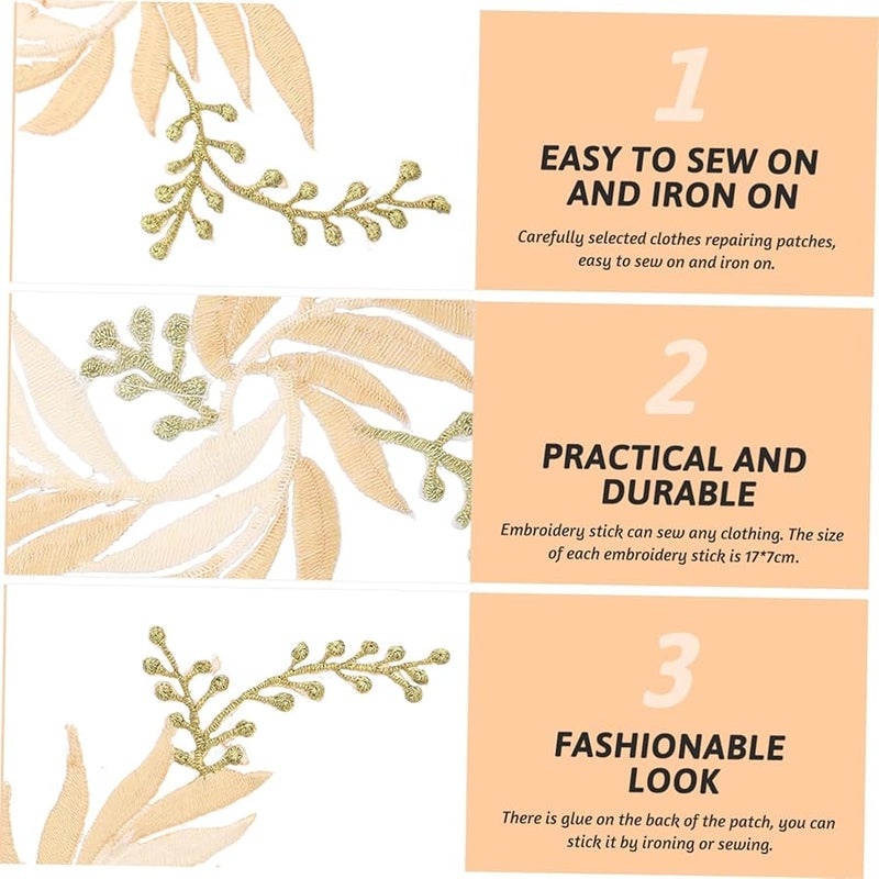 قطعتان من لصيقات أوراق الشجر المطرزة للخياطة DIY لتزيين السترات والتنانير ومستلزمات الحرف اليدوية - Image 3