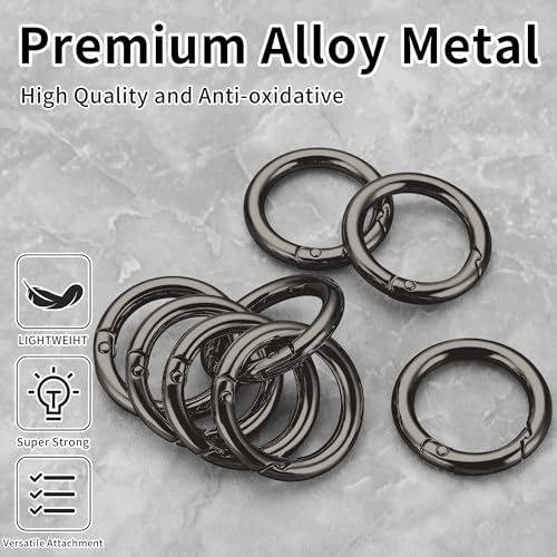 Gkeygo Key Ring Clip 1 Inch Keychain Rings 8 Pack Round Carabiner Clip for Keys Buckle Bags Purses Key Chain Hooks Replacement Keychains Lanyard DIY Crafts Gunmetal - Image 3