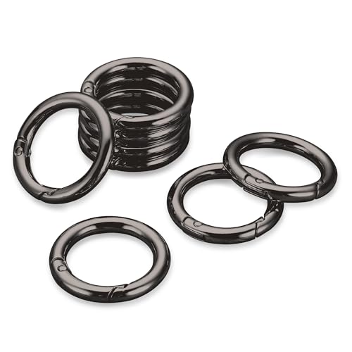 Gkeygo Key Ring Clip 1 Inch Keychain Rings 8 Pack Round Carabiner Clip for Keys Buckle Bags Purses Key Chain Hooks Replacement Keychains Lanyard DIY Crafts Gunmetal - Image 1