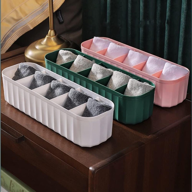 RECLUSE RECLUSE 2 pcs Drawer Organizers with 5 Dividers for Socks Bras Ties Undergarments and Scarves Innerwear Organizer Closet Storage for Household Use Wardrobe Storage Box Makeup Cosmetic Organizer - Image 3
