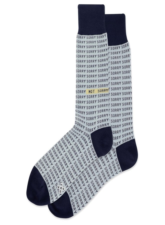 Hot Sox Men's Sorry Not Sorry Crew Sock 1 Pair Pack, Light Blue, Men's Shoe Size 6-12 - Image 1