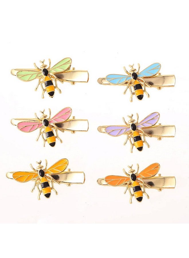 Luzen 6Pcs Exquisite Cute Metal Bee Alligator Hair Clips Barrettes Honeybee Hair Side Clip Bride Bridesmaid Hair Jewelry Accessories For Women Teen Girls Fashion Hair Accessories 6 Colors - Image 1
