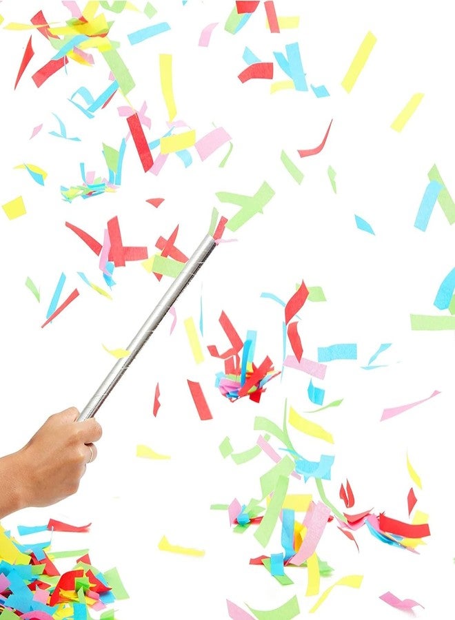 Sparkle and Bash Party Confetti Sticks - 8-Pack, 13.8 In, Multi-Color & Silver - Biodegradable Tissue Paper Confetti Wands for Birthday Decorations & Wedding Favors - Image 1