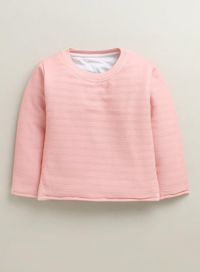 BUMZEE جمبسوت بناتي بأكمام طويلة من بامزي، لون كريمي وخوخي - من 6 إلى 9 أشهر (Peb10739D-crm) - Image 2