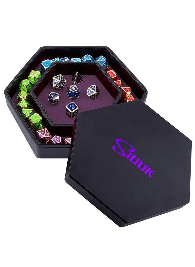 SIQUK Dice Tray With Lid Hexagon Dice Rolling Tray Dice Holder For Dice Games Like Rpg Dnd And Other Table Games Purple  - Image 2