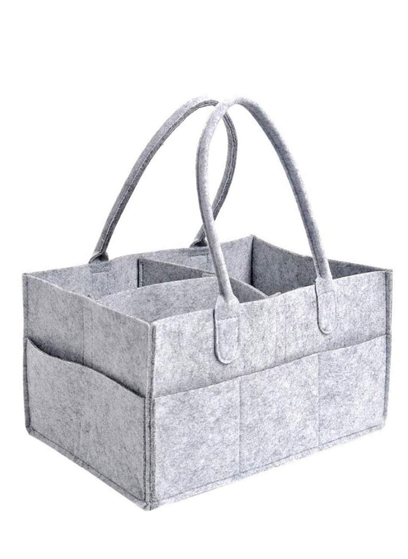 Generic Baby Diaper Caddy, Portable Changing Table Organiser Nursery Storage Bin Basket with Changeable Compartments, Baby Wipes Bag, Grey Baby Diaper Nappy Caddy Organise  - Image 1