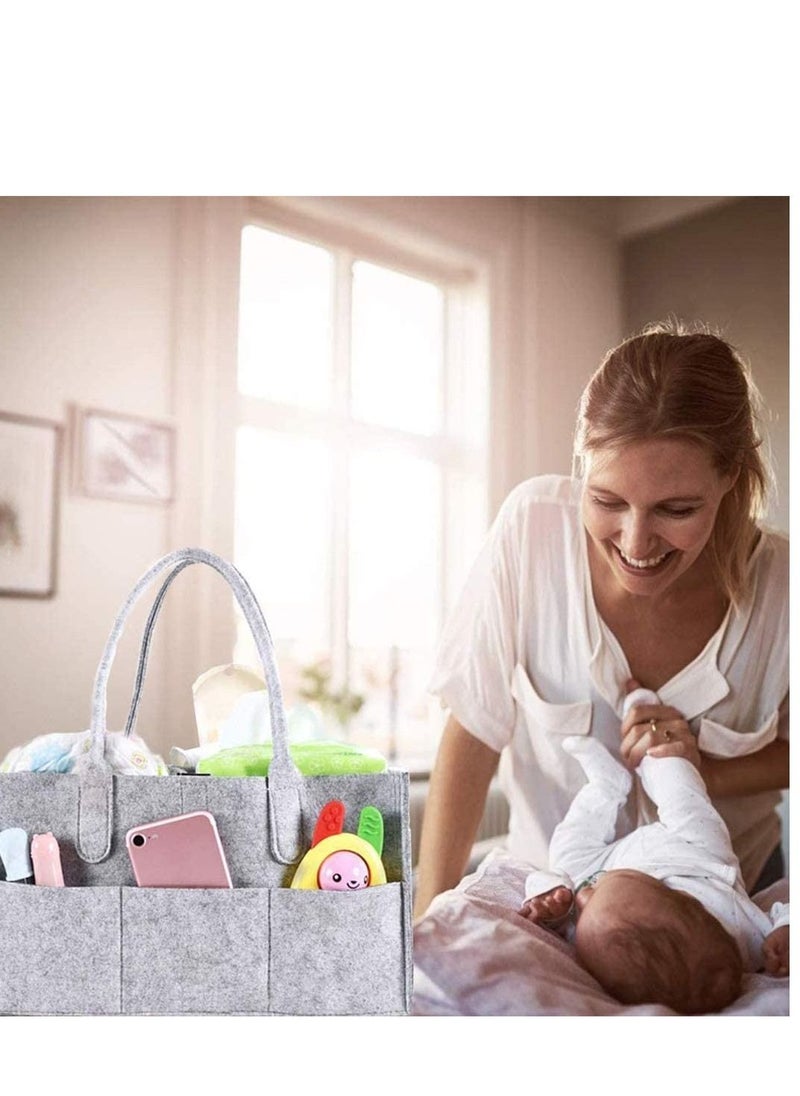 Generic Baby Diaper Caddy, Portable Changing Table Organiser Nursery Storage Bin Basket with Changeable Compartments, Baby Wipes Bag, Grey Baby Diaper Nappy Caddy Organise  - Image 5