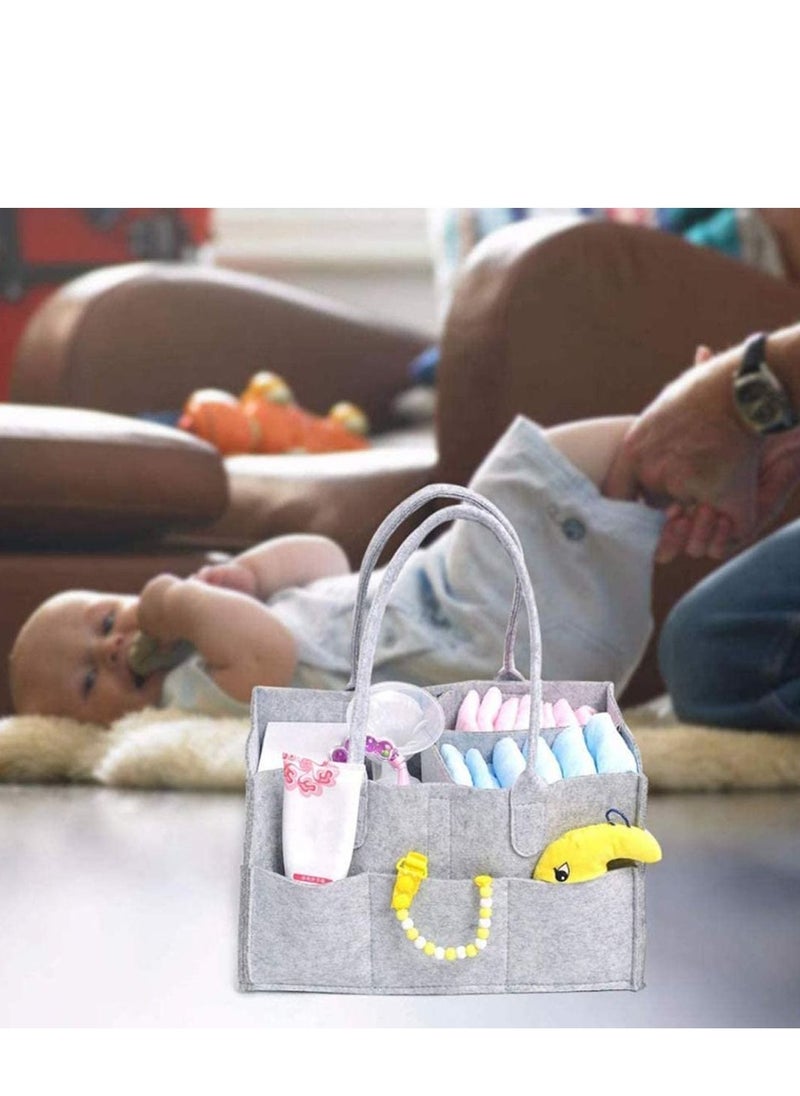 Generic Baby Diaper Caddy, Portable Changing Table Organiser Nursery Storage Bin Basket with Changeable Compartments, Baby Wipes Bag, Grey Baby Diaper Nappy Caddy Organise  - Image 4