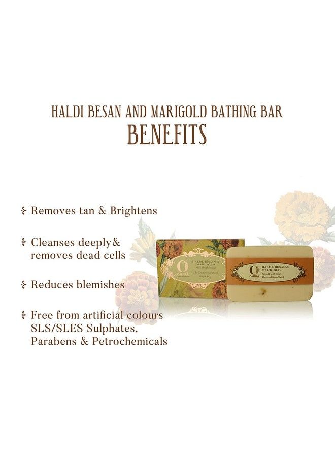 OHRIA Ayurveda Haldi Besan & Marigold Bathing Bar ; Skin Brightening The Traditional Bath 120G - Image 4
