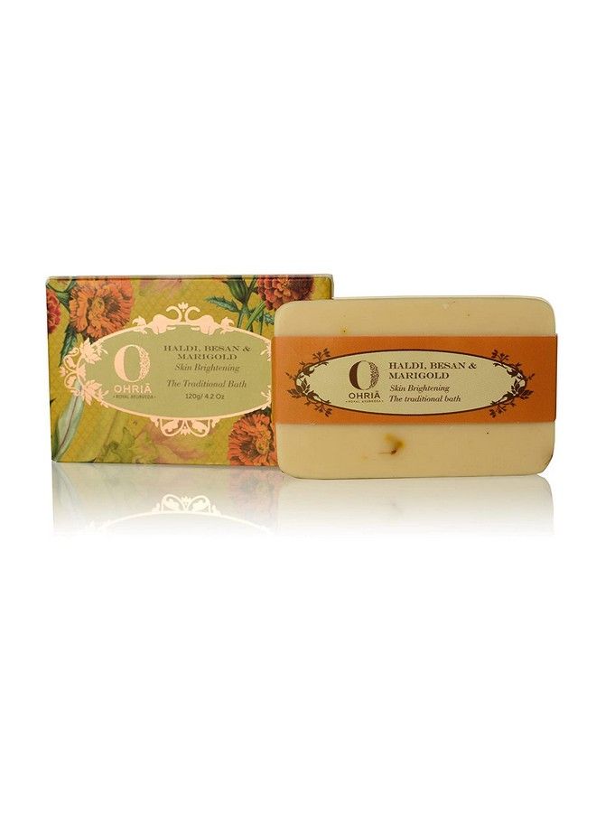 OHRIA Ayurveda Haldi Besan & Marigold Bathing Bar ; Skin Brightening The Traditional Bath 120G - Image 2