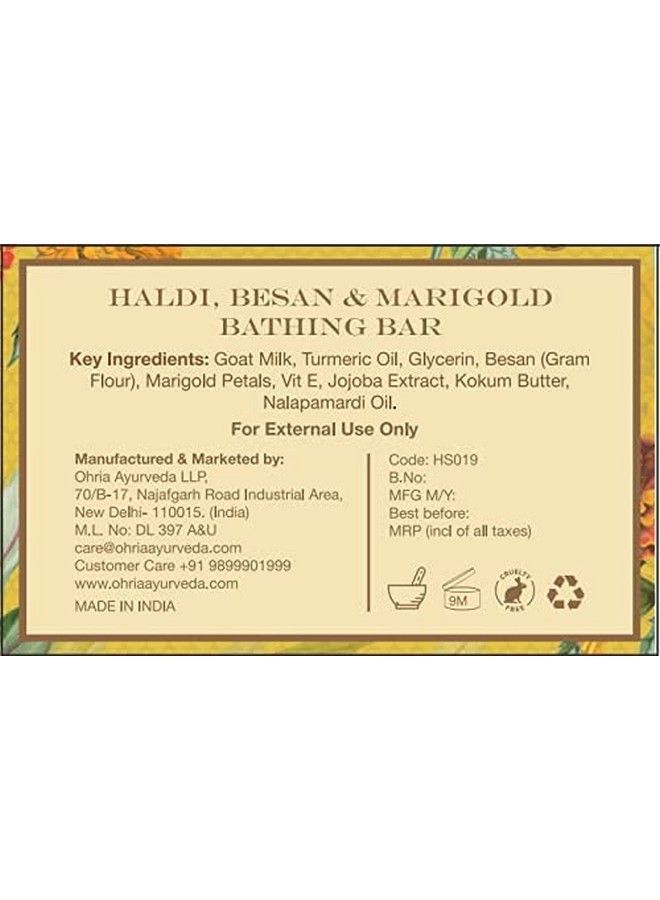OHRIA Ayurveda Haldi Besan & Marigold Bathing Bar ; Skin Brightening The Traditional Bath 120G - Image 5
