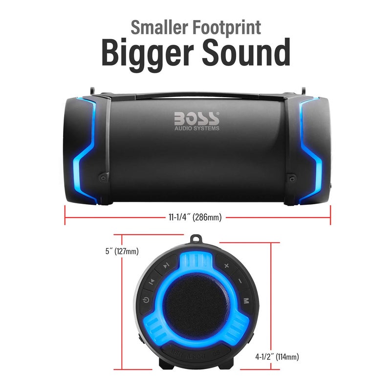 BOSS Audio Systems Tube Portable Weatherproof Bluetooth Stereo Speaker - 3-Inch, Full Range, Tweeters, 8 Hours of Play Time, Sold Individually - Image 5