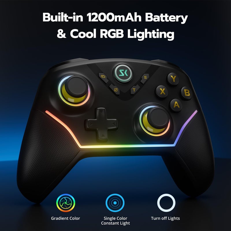 ISHAKO Wireless PC Controller, Hall Effect Joysticks & Triggers No Stick Drift Gamepad, 1000Hz Polling Rate, 4 Macro Back Buttons, Compatible with Windows 10/11, Steam Deck, Tesla, Switch- Black - Image 5