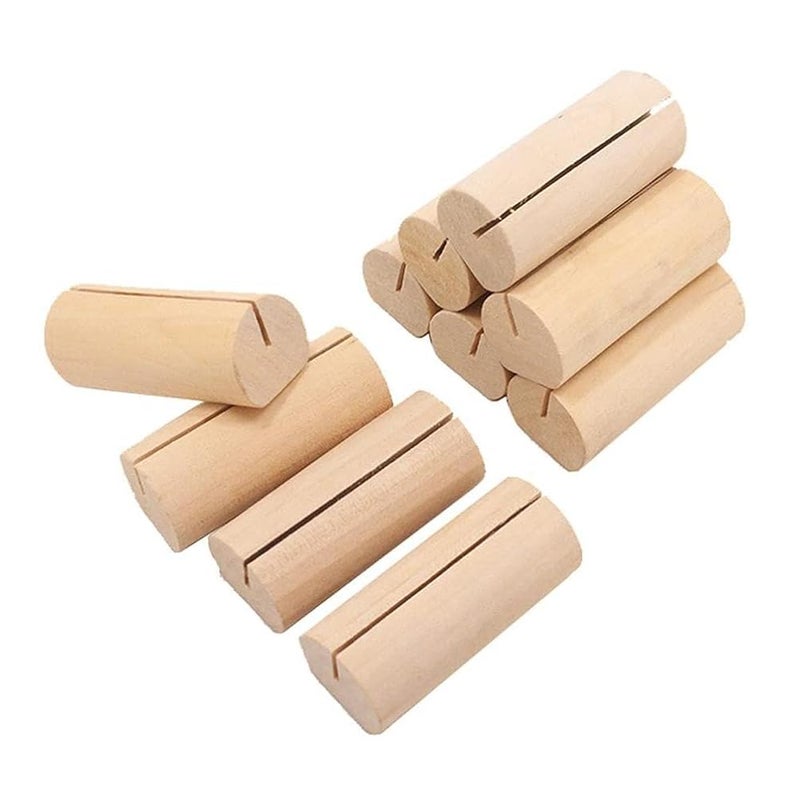 Wooden Business Card Holder – Large Cylindrical Straight Groove, 0.15cm Wide, 10 Slots, Desktop