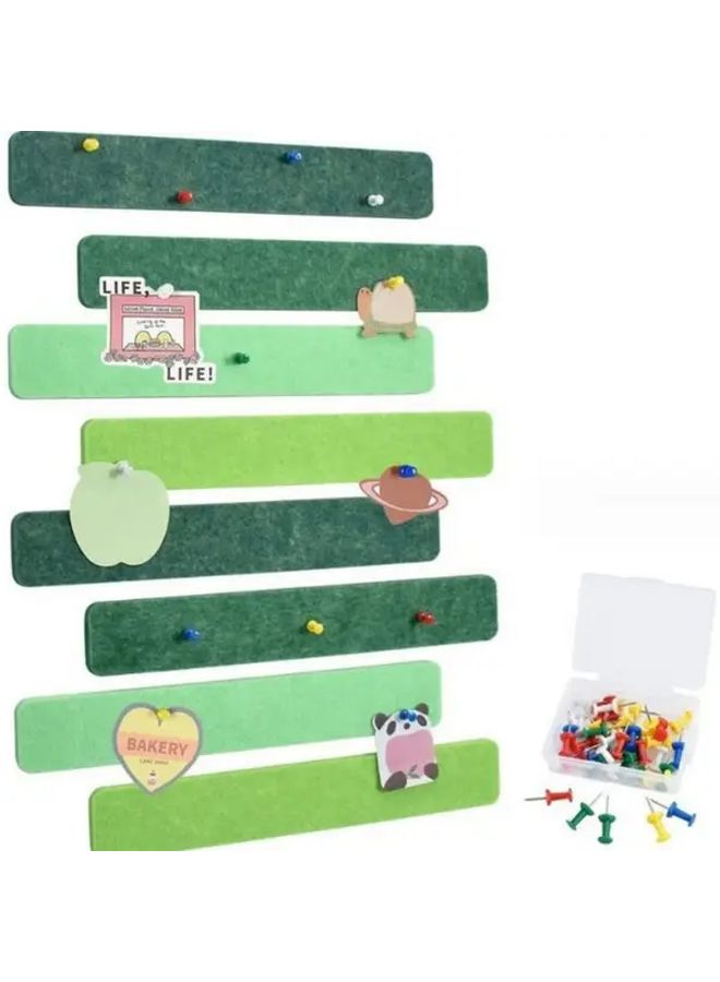8 Pack Green Self Adhesive Felt Bulletin Board Strips With Push Pins For Wall Decor - Image 2