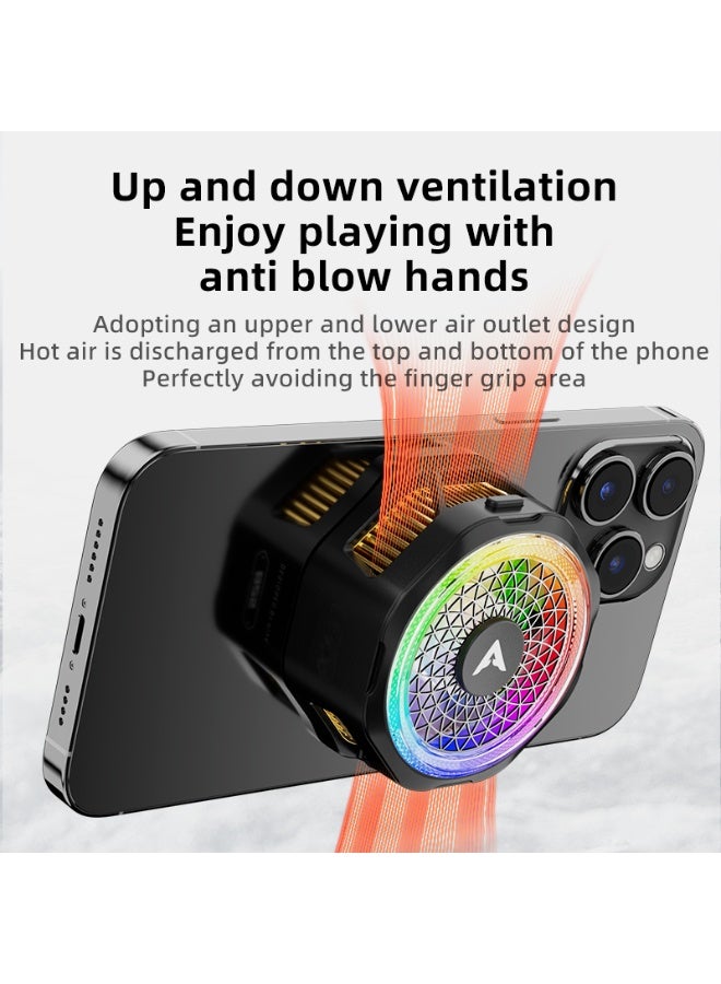 PIVA B25 PRO 20W Mobile Cooling Fan – Rapid cooling (up to 40°C drop), magnetic clip, app control, and RGB lighting. Durable and scratch-resistant; ideal for gaming and heavy use. Color: Black. - Image 4