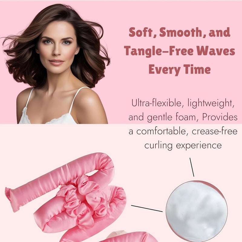 BRIXAL Hair Roller Heatless Hair Curlers for Overnight Curls Growth,All Hair Types, No Heat Curls to Sleep for Curl Rods & Effective To Use (PINK, 1 count) - Image 3