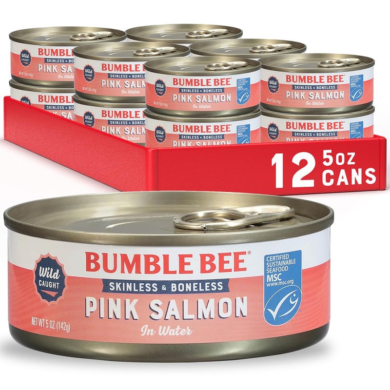 Bumble Bee Skinless  Boneless Canned Pink Salmon in Water 5 oz Cans Pack of 12  Premium Wild Caught Salmon for Sandwiches  Recipes  20g Protein per Serving  Gluten Free Kosher MSC Certified - Image 3