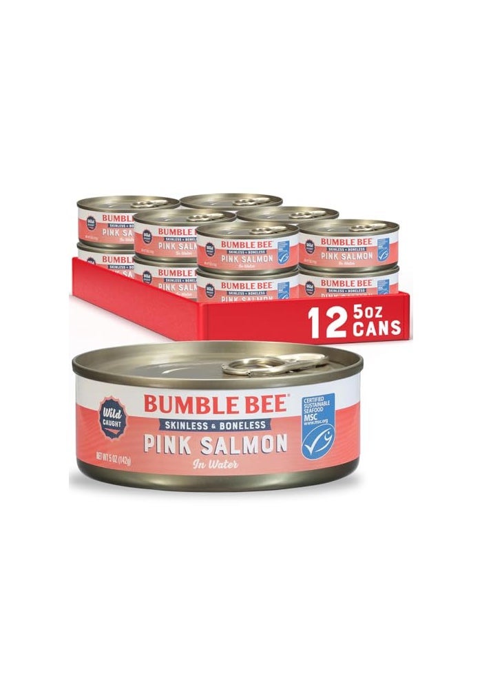 Bumble Bee Skinless  Boneless Canned Pink Salmon in Water 5 oz Cans Pack of 12  Premium Wild Caught Salmon for Sandwiches  Recipes  20g Protein per Serving  Gluten Free Kosher MSC Certified - Image 1