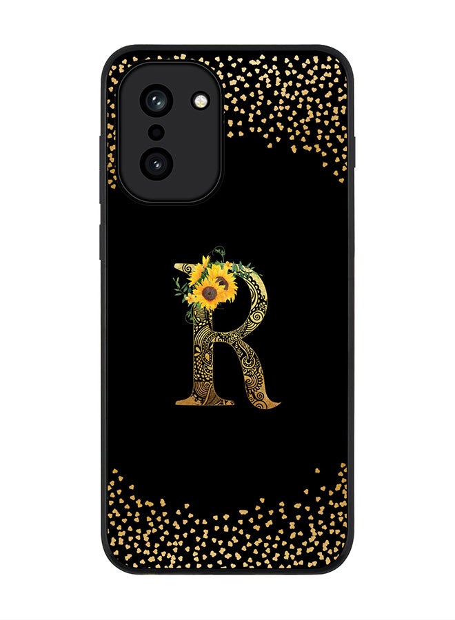 Stylizedd For OnePlus 15R Case,Slim fit Camera Protection, Shockproof Thin Phone cover  - Custom Floral Monogram - R ( Black ) - Image 1