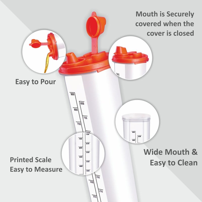 NAYASA Plastic Oil Dispenser Set Of 2 | BPA-Free and Leakproof Cooking Oil Dispenser Kitchen Tools | Ideal For Storing & Pouring Liquids, Cooking Oils, Refined Oils, Olive Oil, Vinegar | Red - Image 5