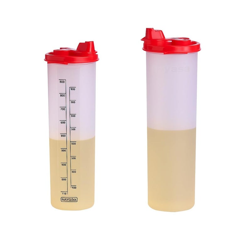 NAYASA Plastic Oil Dispenser Set Of 2 | BPA-Free and Leakproof Cooking Oil Dispenser Kitchen Tools | Ideal For Storing & Pouring Liquids, Cooking Oils, Refined Oils, Olive Oil, Vinegar | Red - Image 1