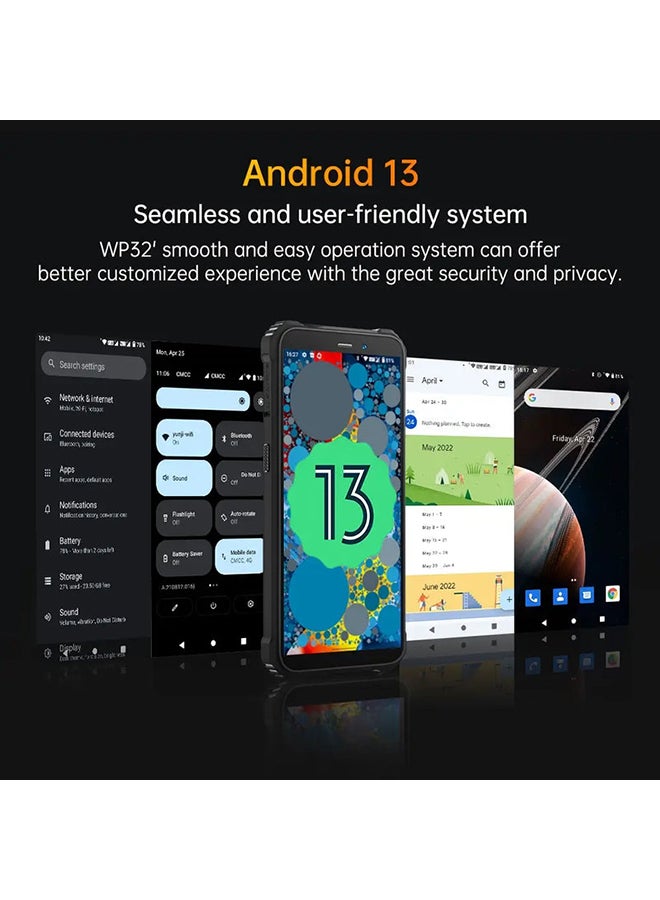 أوكيتل جوال WP32 ثنائي الشريحة بذاكرة رام 4+8 جيجابايت وذاكرة داخلية 128 جيجابايت لون اسود يدعم 4G LTE - إصدار الشرق الأوسط - Image 4