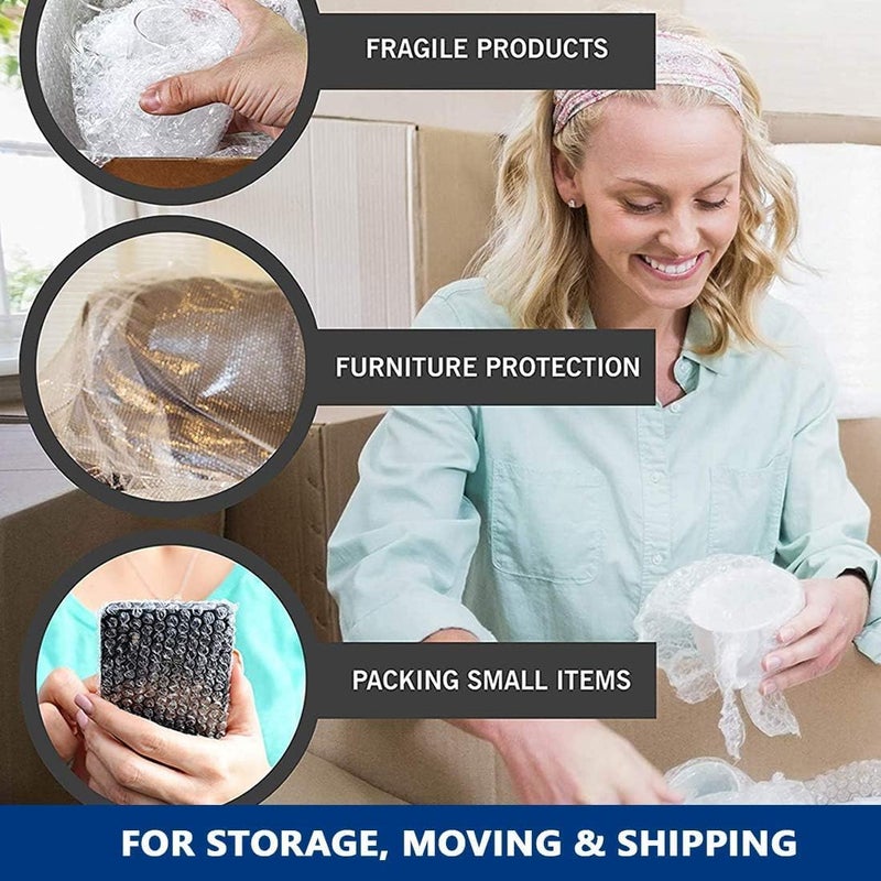 AL FAKHAMA Bubble Wrap with 5 Fragile Stickers - 30 cm x 10 Meters (12 Inches x 33 Ft) High Density Cushioning Roll - Image 3