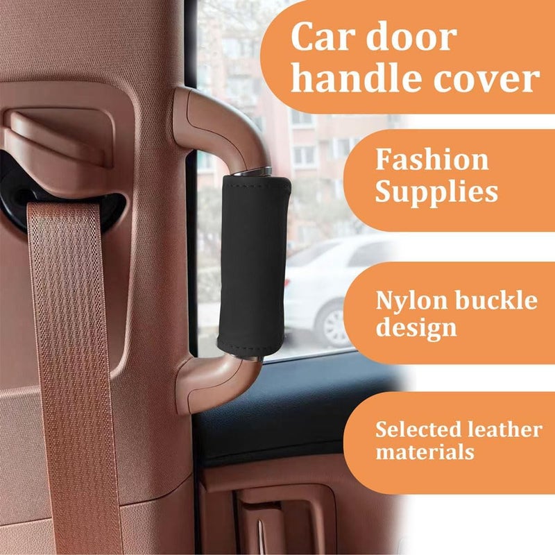HEVLE 2PCS Car Inside Door Handle Protector, Car Handle Protector, Leather Anti-Scratch Car Handle Cover for Car Decorations, Universal Car Accessories Fits Car (Black) - Image 4