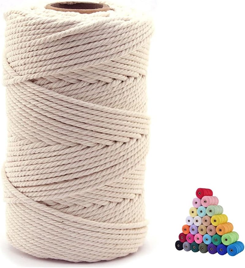 FLIPPED Macrame Cord,4mm x110 Yards Macrame Cords Colored Cotton Macrame Rope Craft Cord for DIY Crafts Knitting Plant Hangers Christmas Wedding Décor (Beige/Natural Color, 4mm110yards) - Image 1