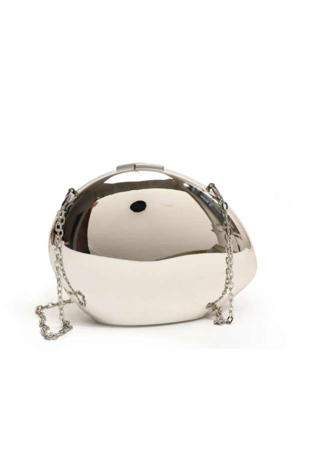 Acrylic Box Handbag Women's Fashion Dinner Bag African European Goose Egg Shaped Clutch Bag Single Shoulder Slant Crossbody Bag-Color:light Gold  - Image 2