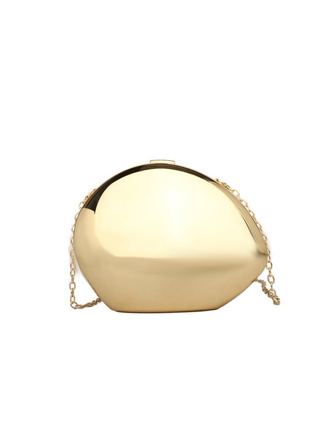 Acrylic Box Handbag Women's Fashion Dinner Bag African European Goose Egg Shaped Clutch Bag Single Shoulder Slant Crossbody Bag-Color:light Gold  - Image 1