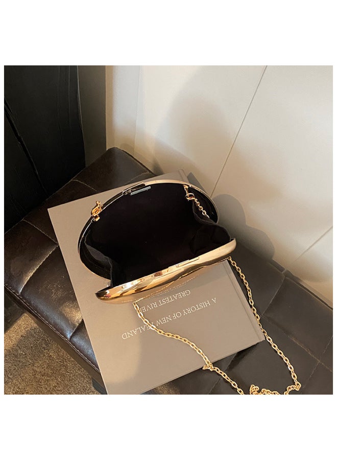 Acrylic Box Handbag Women's Fashion Dinner Bag African European Goose Egg Shaped Clutch Bag Single Shoulder Slant Crossbody Bag-Color:light Gold  - Image 5